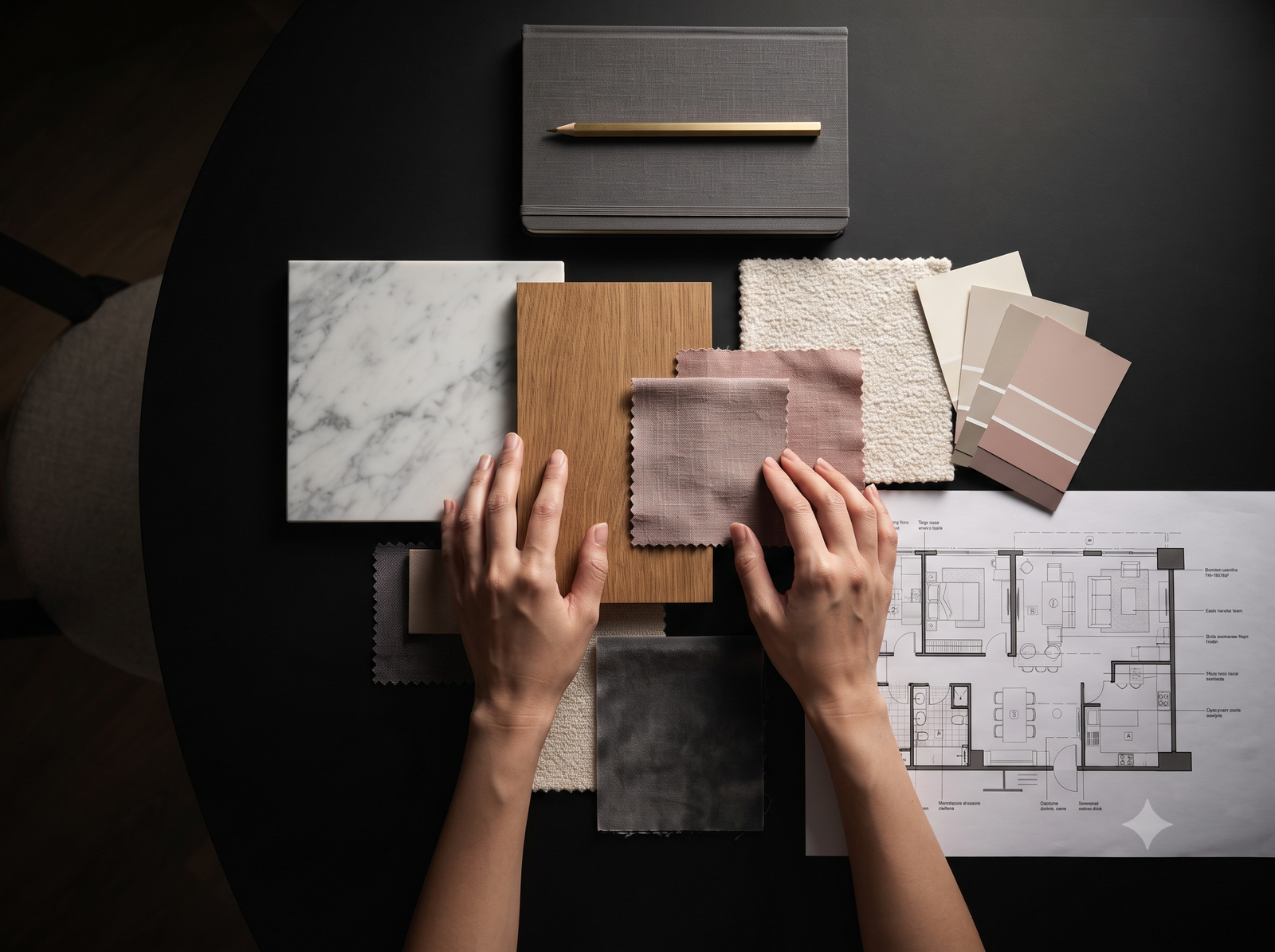Interior design concept and mood board